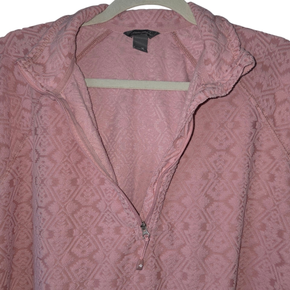 Eddie Bauer Textured Pink Quarter Zip Pullover Long sleeves XL 100% Polyester - Picture 3 of 8